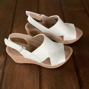 Clark’s White and Cork Wedges